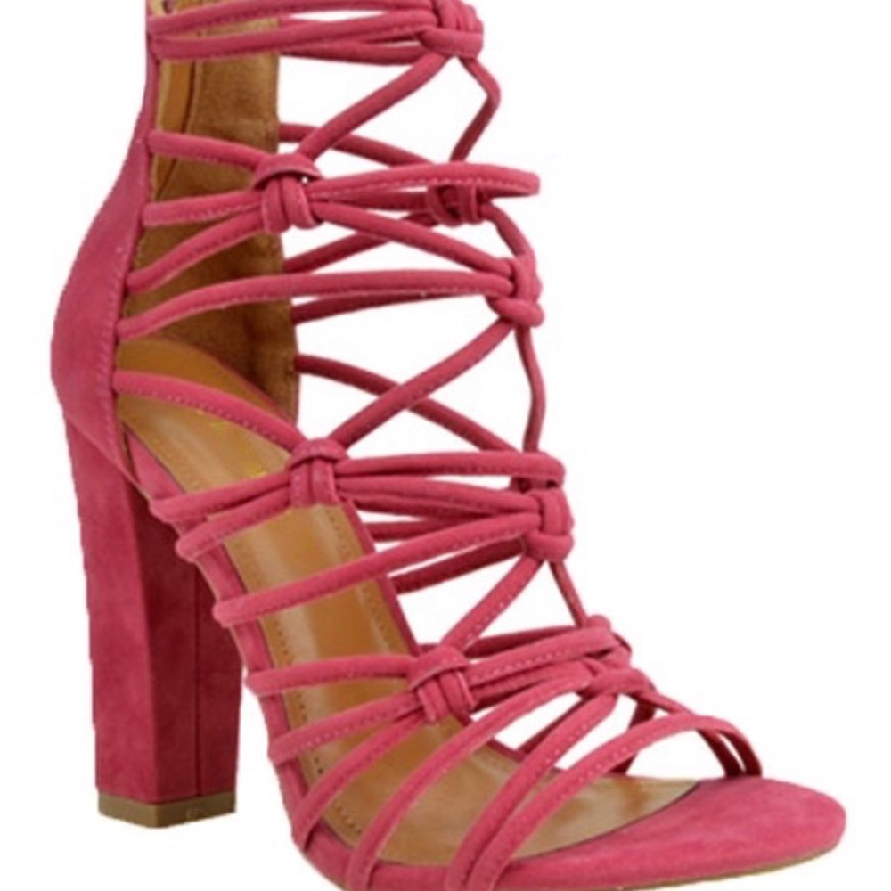 Muffy - Suede Strappy Heel Pink Rose